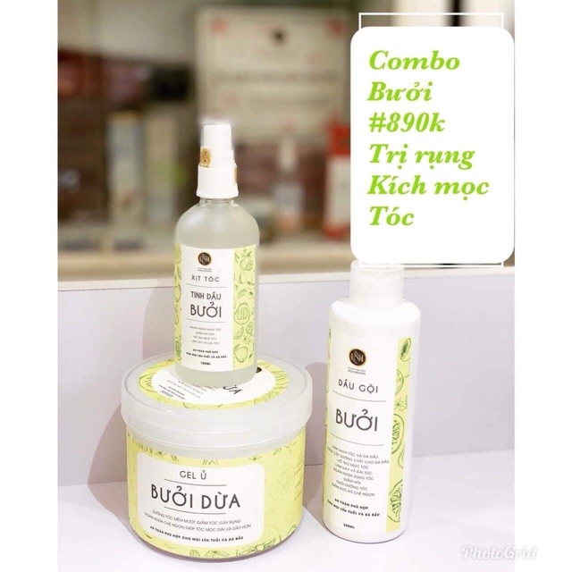 Bộ combo 3 sản phẩm GEL Ủ TÓC - TINH CHẤT BƯỞI XỊT TÓC - DẦU GỘI TINH BƯỞI Nga Hoàng