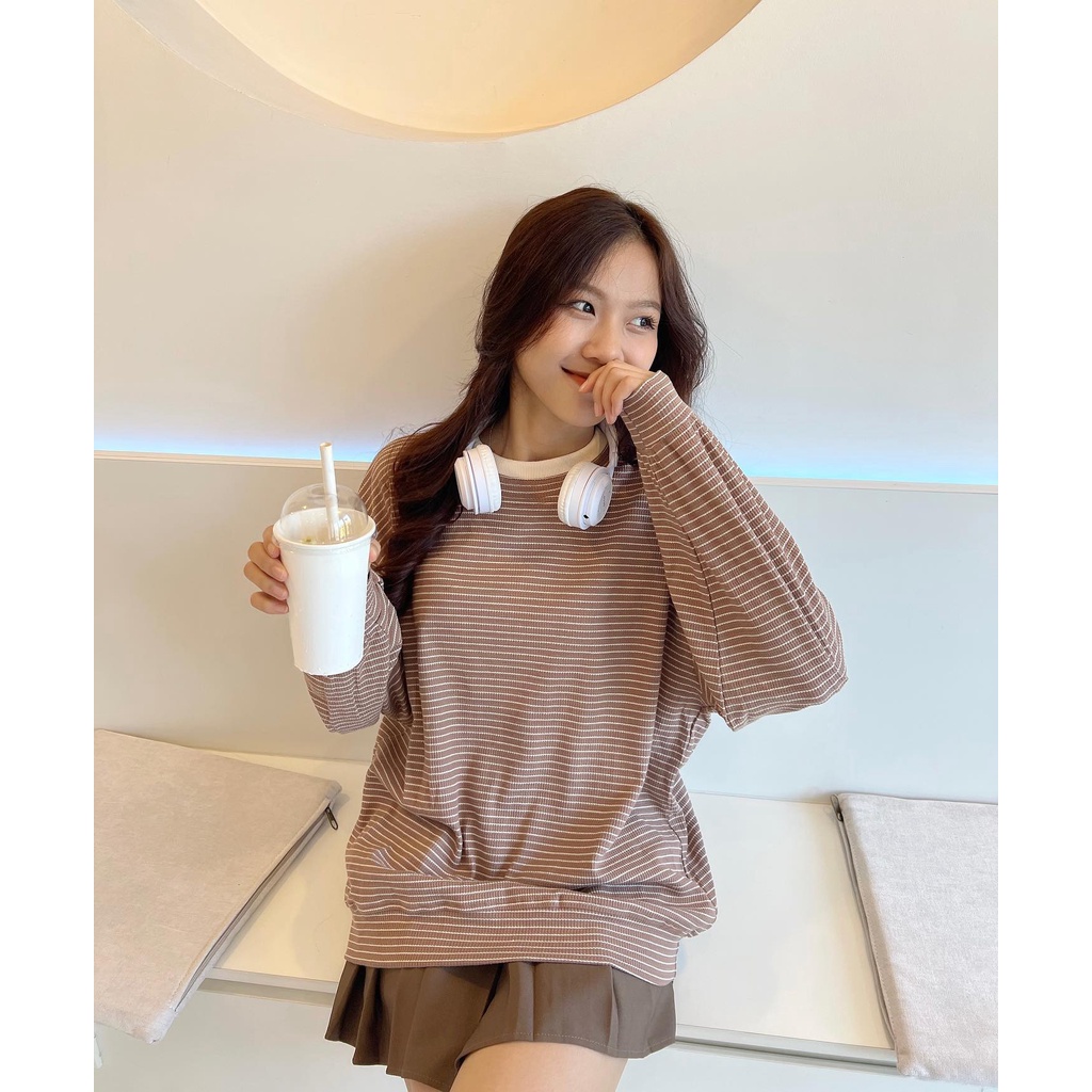 XẢ HÀNG  Áo sweater kẻ len ba màu thời trang nữ Miho house