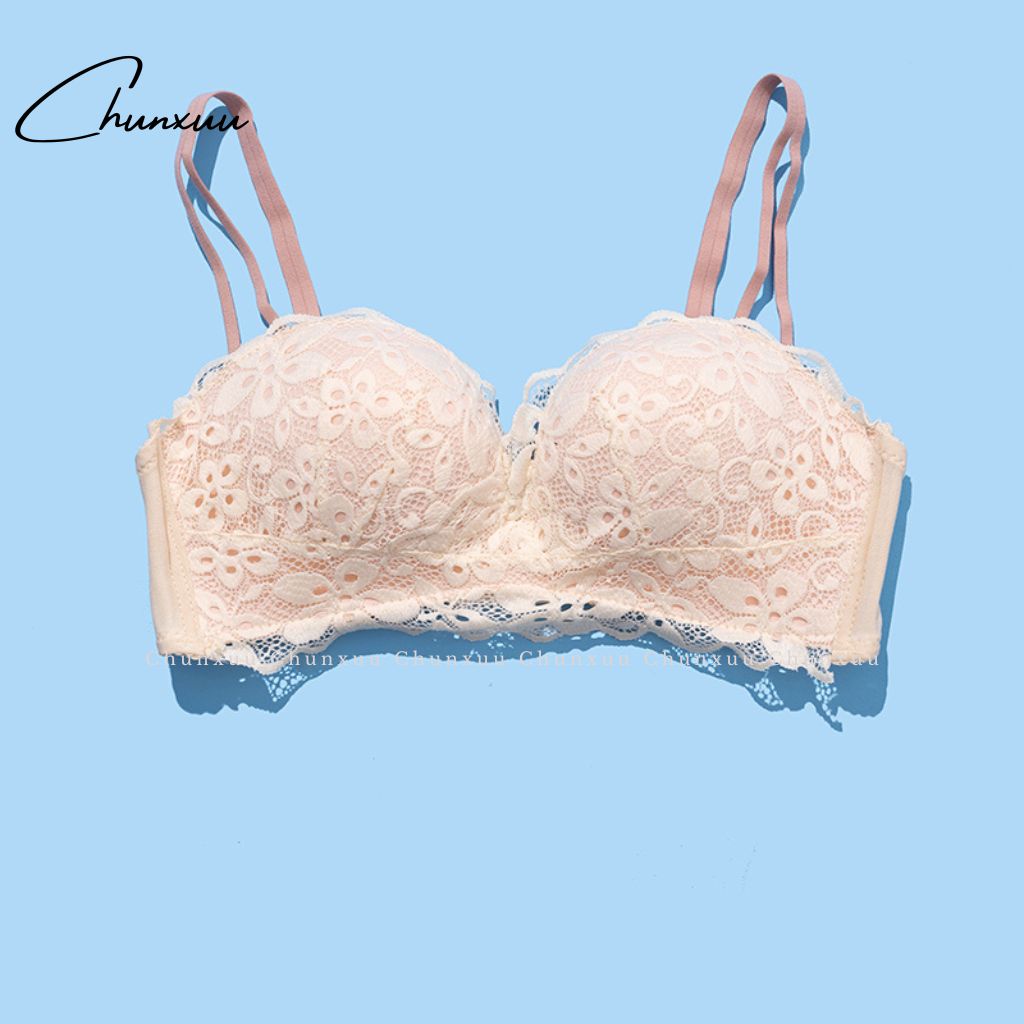 Áo ngực nữ phối ren mềm mại CHUNXUU, có lỗ thông hơi, đệm kép hình bàn tay nâng đẩy ngực- AV13