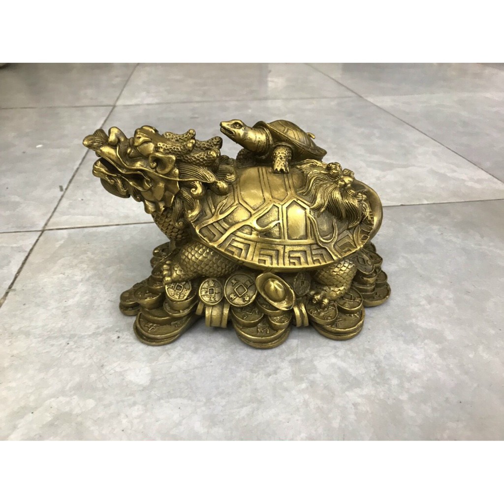 Long Quy rùa cõng con vật phẩm phong thuỷ bằng đồng