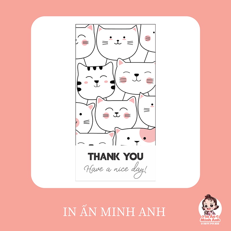 Tem dán túi giấy, tem thank you, sticker có keo dán sẵn, nhãn dán niêm phong hộp carton, hộp carton DCD09