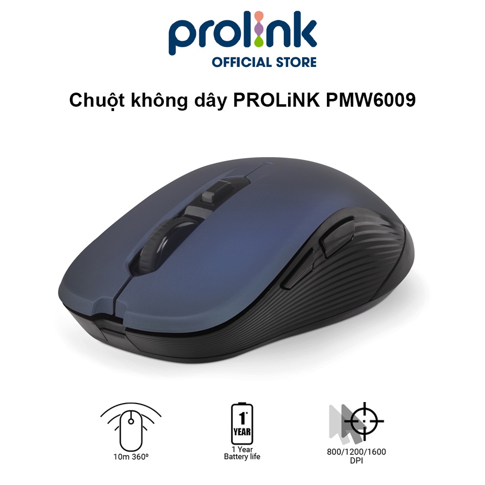 Chuột không dây PROLiNK PMW6009 độ nhạy cao, tiết kiệm pin dành cho PC, Macbook, Laptop