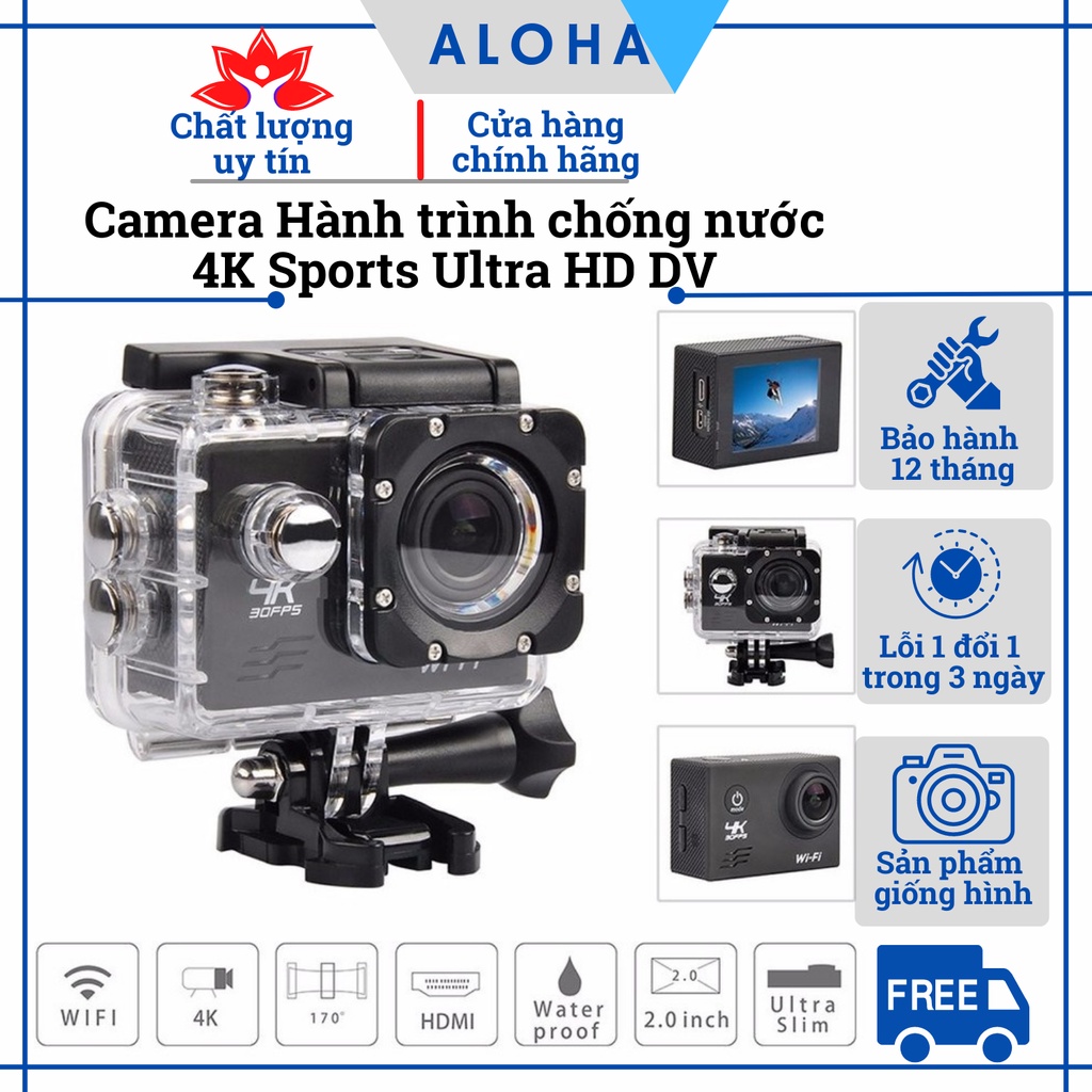 CAMERA HÀNH TRÌNH 4K Ultra HD DV Siêu nét - Camera Phượt Thể Thao Kết Nối Wifi Chống Nước Chống Rung - BH 12 Tháng