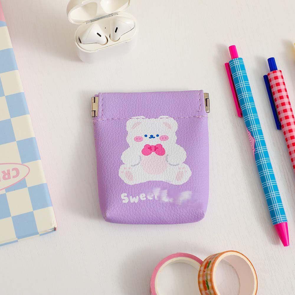 SOMEDAYZL Túi Đựng Tiền Xu Son Môi Mini Bằng Da PU In Họa Tiết Hoạt Hình Nhiều Màu Sắc