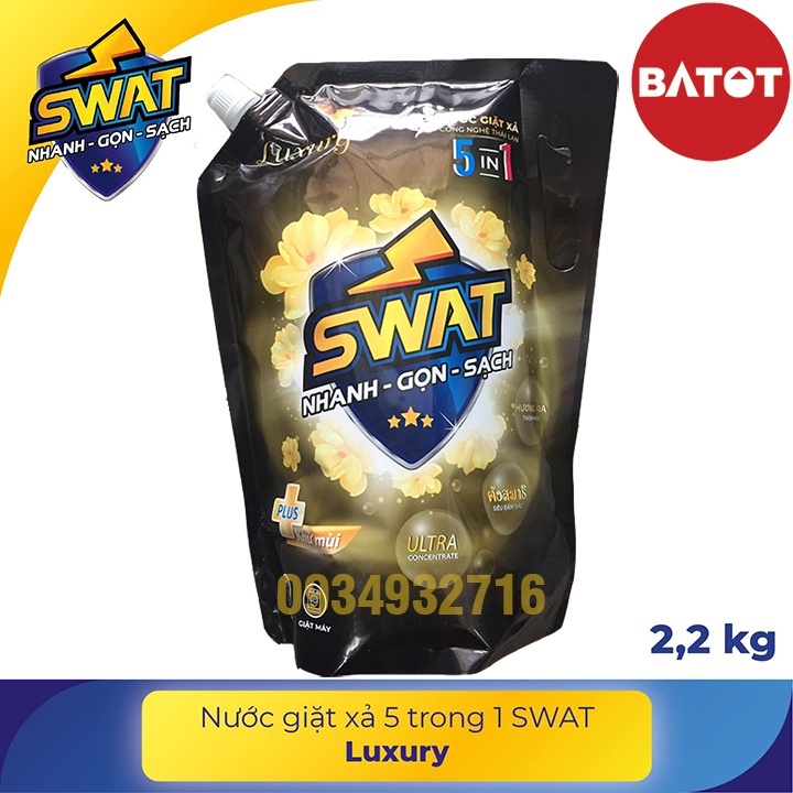 Nước giặt xả Swat Romantic 5 trong 1 Thế Hệ Mới Túi 2,2kg