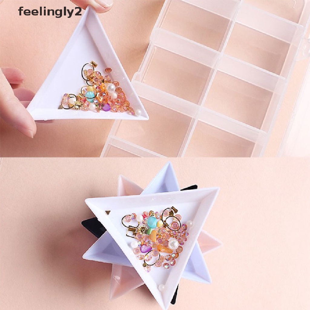Set 10 Giá Đỡ Hình Tam Giác Đính Đá Trang Trí Móng Tay Nghệ Thuật DIY