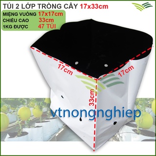 1kg Túi 2 Da 17x33 Trắng+Đen trồng cây (30-32 túi)