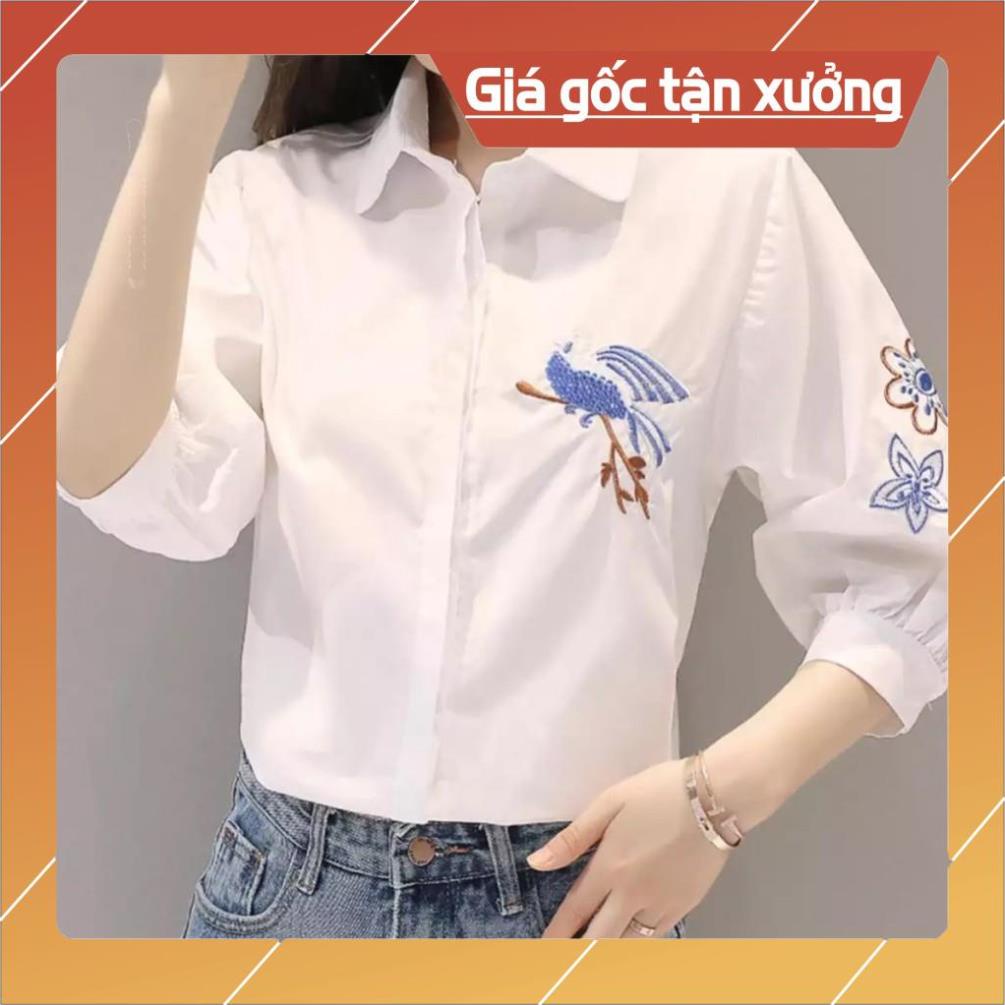 [Chất lượng số 1] Áo sơ mi nữ trắng tay lở thêu hoạ tiết siêu xinh chất lụa mềm mịn | BigBuy360 - bigbuy360.vn