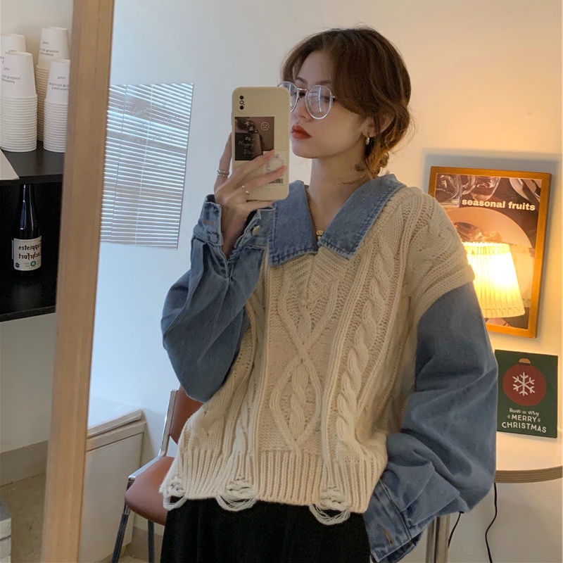 Áo len không tay thiết kế mới thời trang mùa xuân thu theo phong cách hàn quốc dành cho nữ