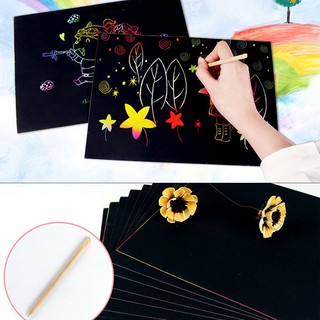 Set 10 tấm giấy vẽ tranh cạo kèm thanh