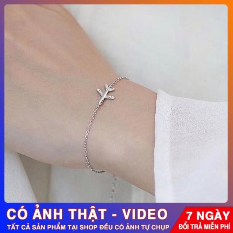 Lắc tay nữ, vòng tay bạc nhỏ xinh hình máy bay cá tính phong cách Hàn Quốc trang sức Tuấn Thoan Jewelry