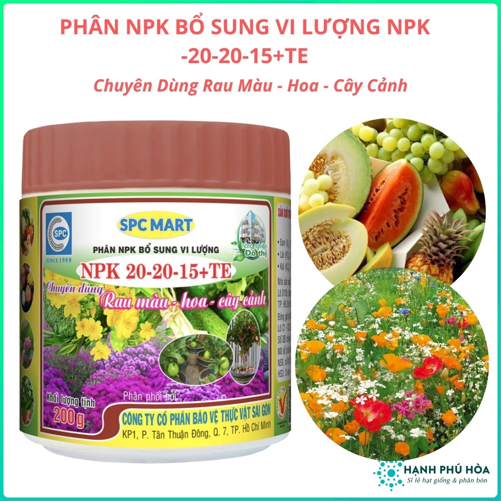 Phân NPK Bổ Sung Vi Lượng NPK 20-20-15+TE - Chuyên Dùng Rau Màu - Hoa -Cây Cảnh -ra rễ mạnh, sinh trưởng khỏe, ra cành