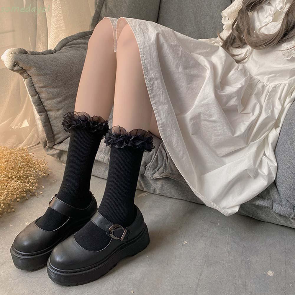 Đôi vớ bằng cotton phối ren đáng yêu cho nữ