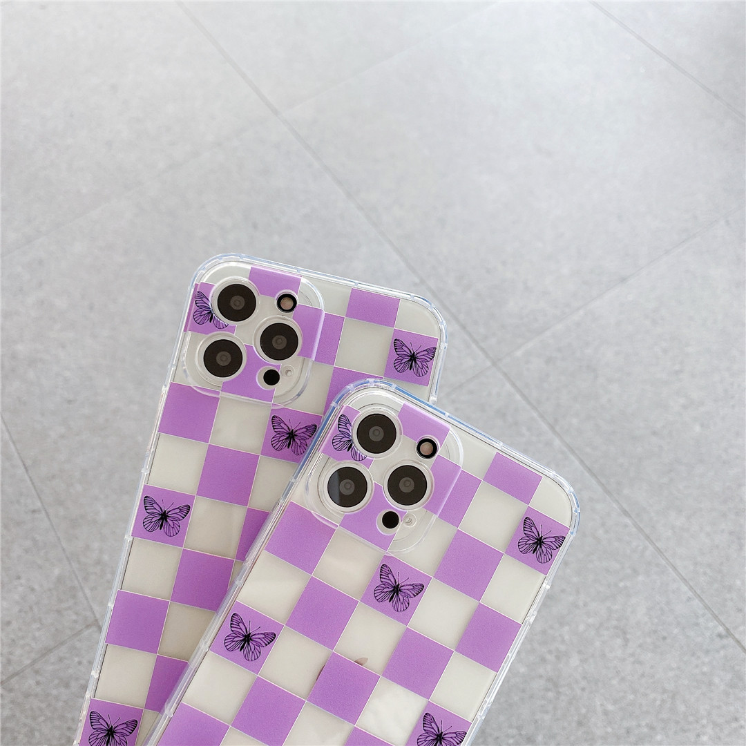 Soft Plastic Phone Cases Cute Couple cartoon butterfly transparent Case suitable for iPhone12 mini 11 PRO MAX 7/8plus SE2020 X/XS XR XSMAX
