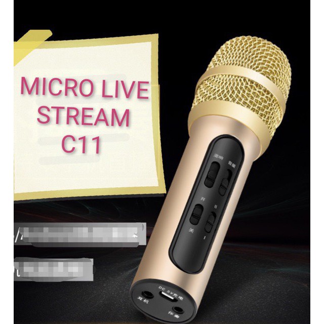 BỘ MICRO LIVESTREAM C11 tặng kèm tai nghe dây li ve dây lấy nhạc dây nguồn
