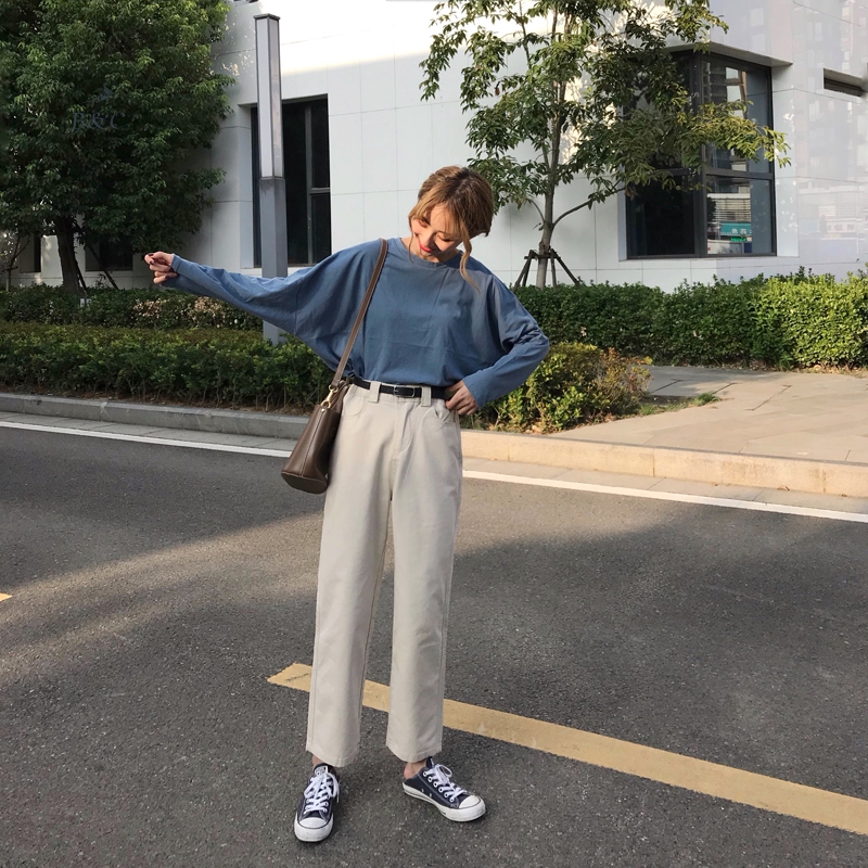 Quần ống rộng lưng thun co giãn kiểu dáng đơn giản | BigBuy360 - bigbuy360.vn