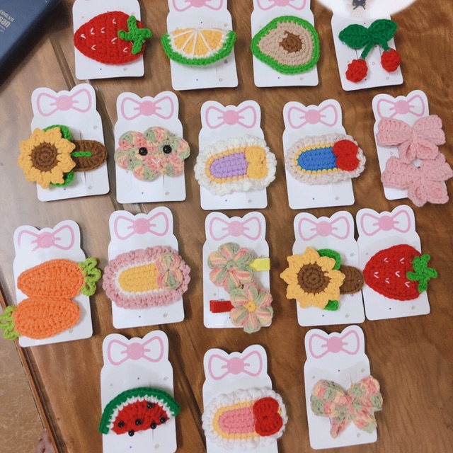 Kẹp tóc len cho bé handmade