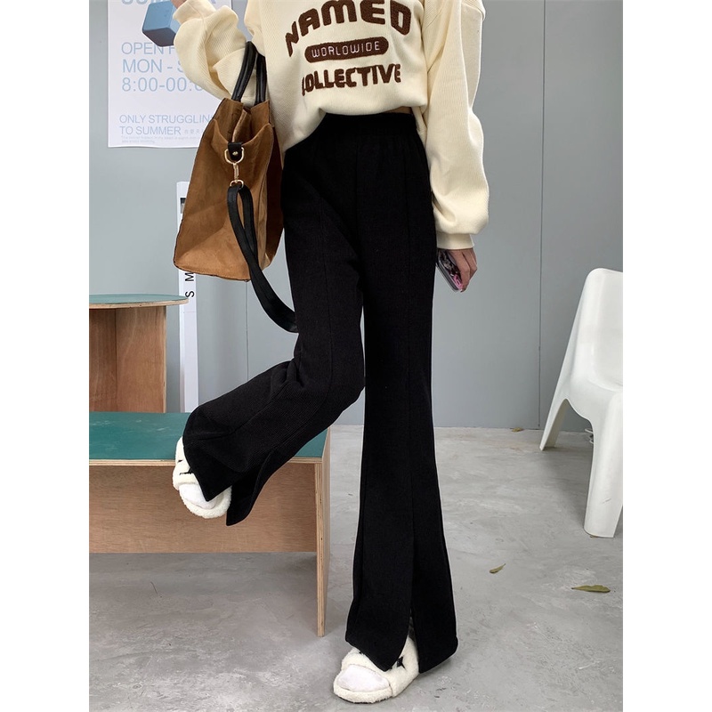 Quần lưng cao xẻ tà thời trang thu đông 2021 dành cho nữ