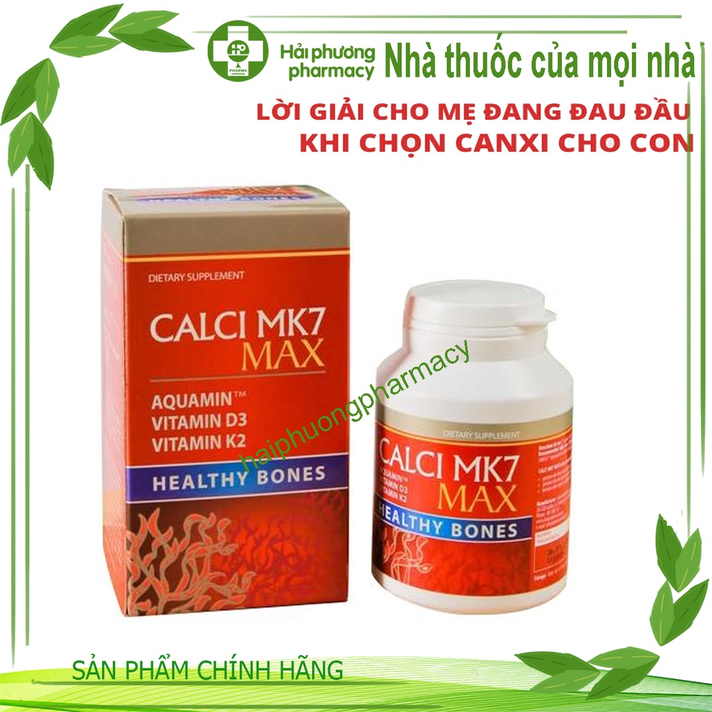 Calci MK7 Max  Canxi tảo đỏ giúp bổ sung canxi vitamin d3 k2 cho bà bầu, tăng chiều cao cho bé 60 viên