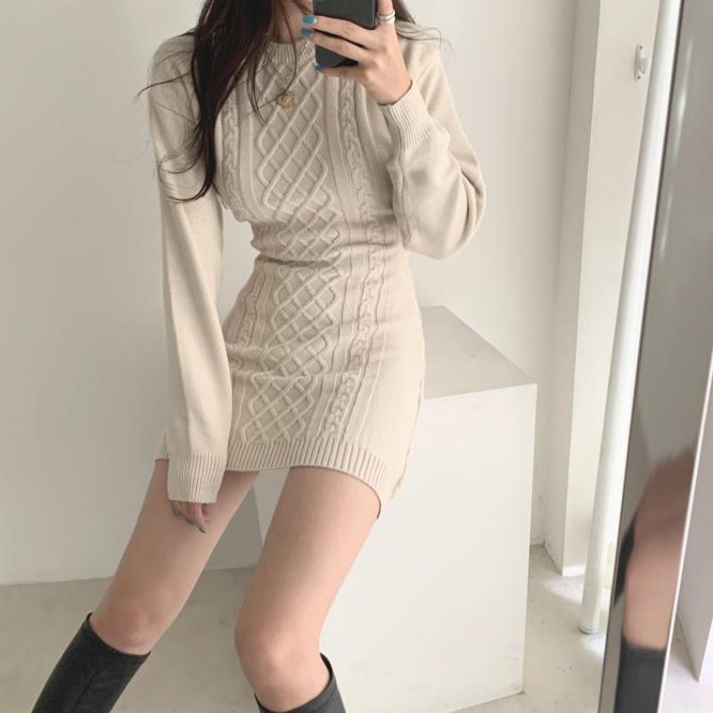 Đầm sweater dệt kim dáng ôm phong cách thu đông 2021 gợi cảm dành cho nữ