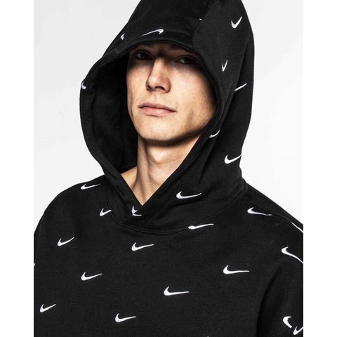 Hodie nike thêu logo đen