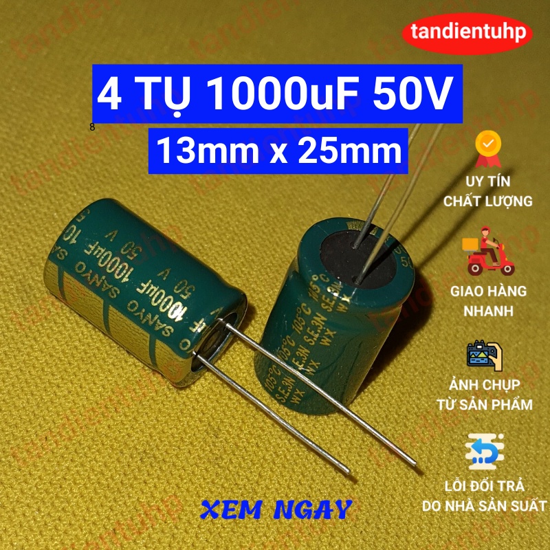 Tụ hóa - Tụ phân cực các trị số:100uF, 220uF, 330uF, 470uF, 1000uF, 2200uF, 3300uF, 4700uF điện áp 50V hàng mới