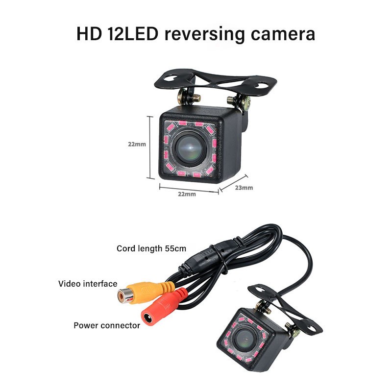 Camera lùi xe 12 bóng LED góc rộng 170 độ chống thấm nước
