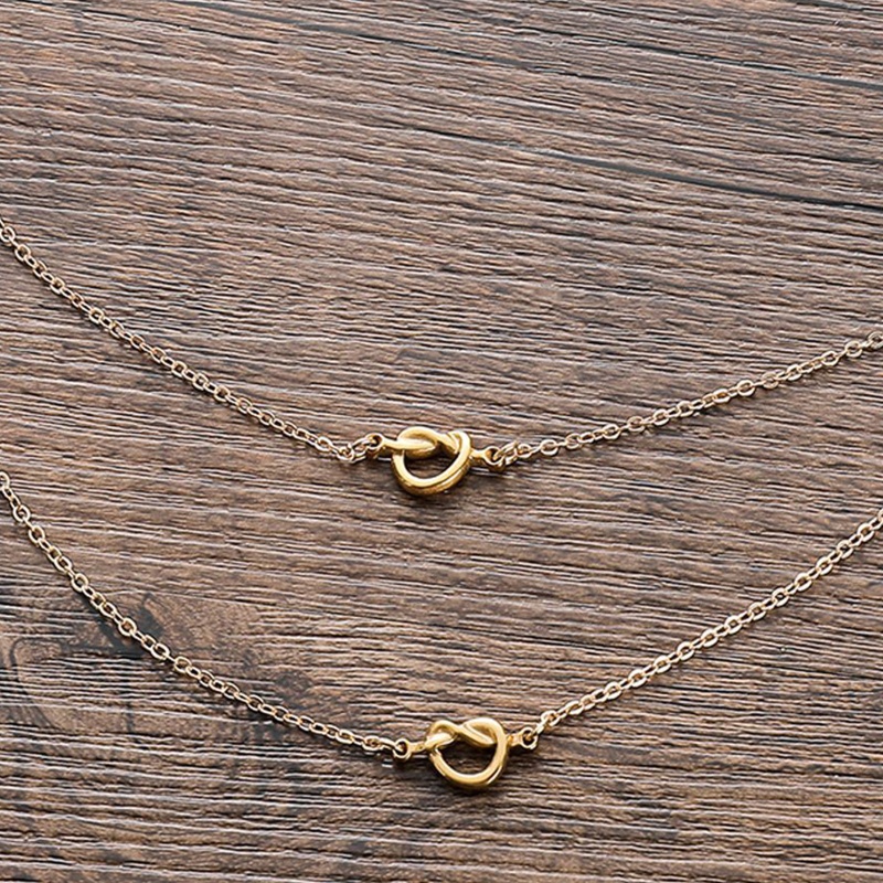 Set 2 / 3 Vòng cổ Tình Bạn Mặt Hình Nút Thắt Bằng Thép Không Gỉ Thời Trang Cho Nữ