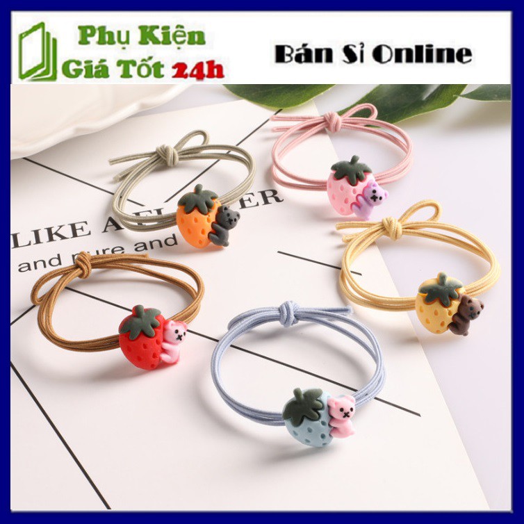 [Mã FAMARAL1 giảm 10K đơn 50K]Thun Cột Tóc Hình Gấu Dâu Dễ Thương Style Hàn Quốc Hot Trend Nhiều Màu Tùy Chọn