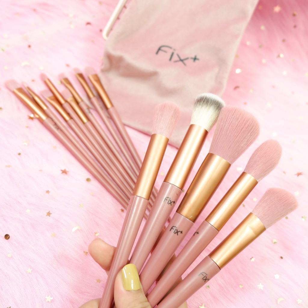 Bộ cọ trang điểm cá nhân cao cấp 13 cây Fix+ màu xanh/ màu hồng Pastel trendy GOTSTORE