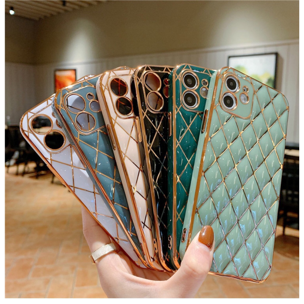 Ốp lưng iphone Kim cương mạ vàng viền vuông 6 plus 6s plus 7 plus 8 plus X Xs Xsmax Xr