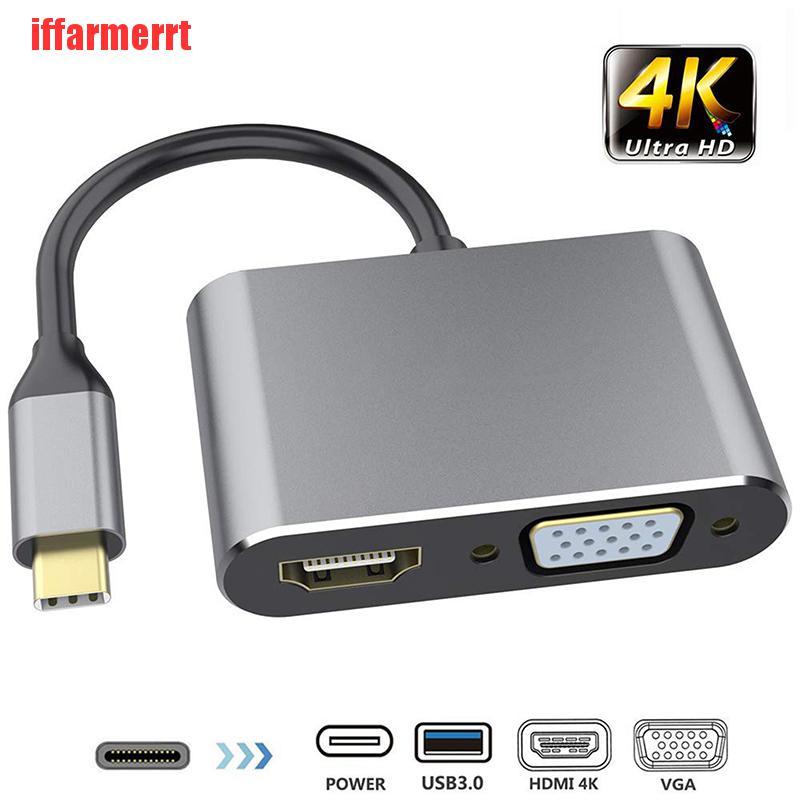 Bộ Chuyển Đổi Từ Cổng Type C 3.1 Sang Hdmi + Vga 4k