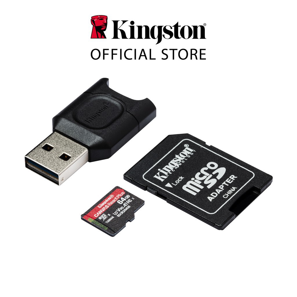 Thẻ nhớ microSD Kingston Canvas React Plus V90 cho quay video UHS-II 4K/8K, Flycam HD MLPMR2/128GB