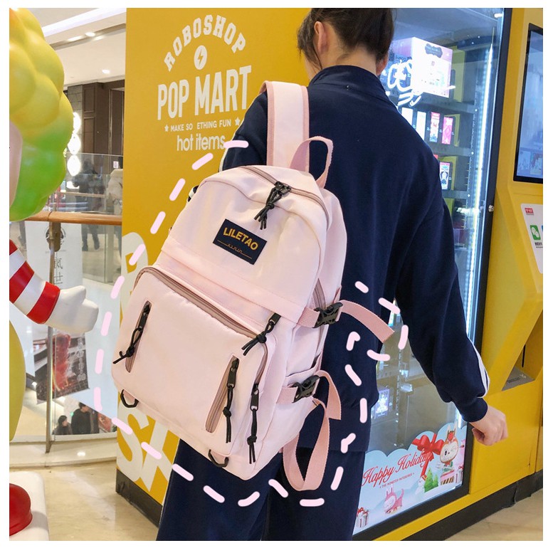 Balo Nữ Đi Học Ulzzang Chất Dù Mịn Chống Nước , Balo Đựng Laptop Đi Học Cho Sinh Viên