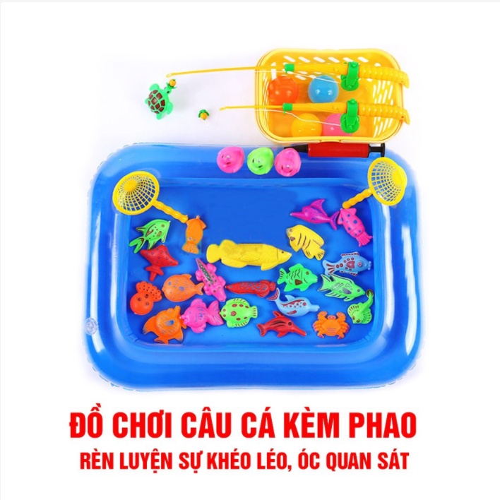 [TẶNG KÈM BỂ PHAO] Đồ Chơi Câu Cá Tại Nhà An Toàn Cho Bé Kiểu Dáng Đẹp, Sinh Vật Đa Dạng, Chất Liệu Cao Cấp