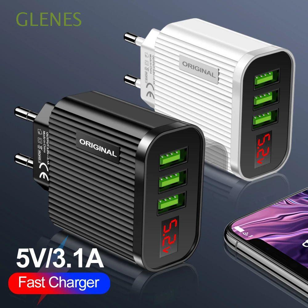 GLENES Portable Fast Phone Charger For Mobile Phone USB Charger Mobile Phone Charger Head Power Adapter US/EU Plug Charger Head Quick Charge 3 USB Port Fast Charging Phone Charger Adapter/Multicolor