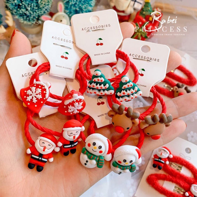 Set 2 dây buộc tóc phong cách Giáng sinh dễ thương cho bé