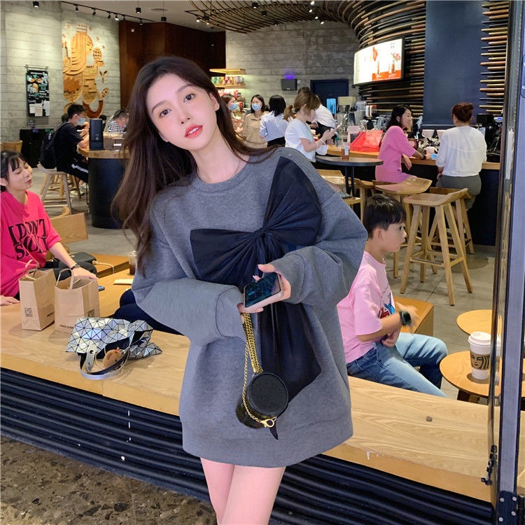 Áo sweater tay dài dáng rộng phong cách Hàn Quốc thời trang dành cho nữ