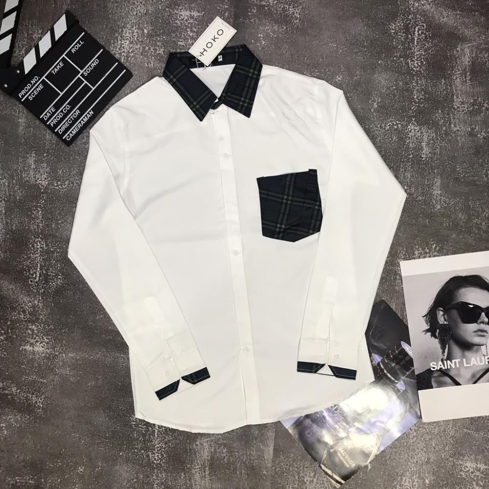 Áo sơ mi Nam Nữ ⚡FREE SHIP⚡ Áo sơ mi tay dài Burberry túi ngực New