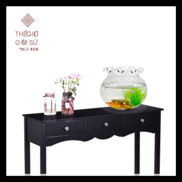 BỂ CÁ THỦY TINH HỒ CÁ CHẬU CÂY MIỆNG BÈO D30CM x 25CM B12