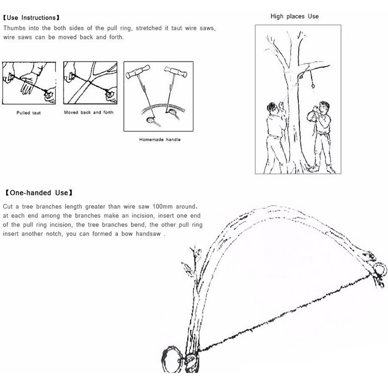 Cưa dây thép không gỉ Cưa thực tế khẩn cấp Survival Gear Bộ dụng cụ thép