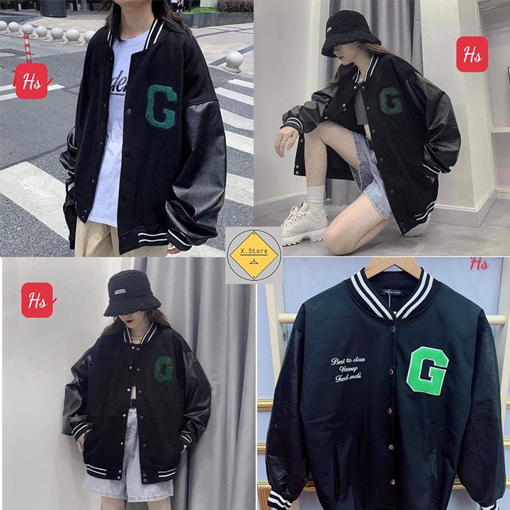 Áo Bomber Chữ G Xanh Hót 2021 X.Store Có Ảnh Thật Tự Chụp + Đánh Giá - Áo Khoác Bomber Da Mềm Chất Đẹp