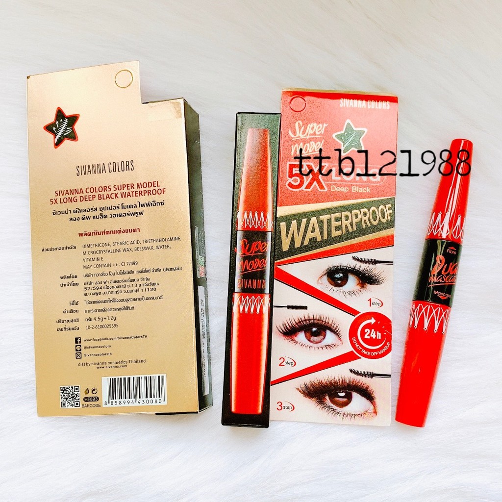 Mascara Super Model 5X Long Sivanna Colors HF893 2 Đầu