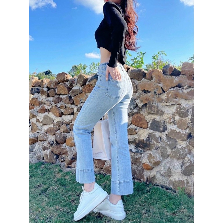 Quần jean nữ ống suông trơn co giãn , chất liệu jean cotton mềm mịn, bền đẹp AnNgo - AT181