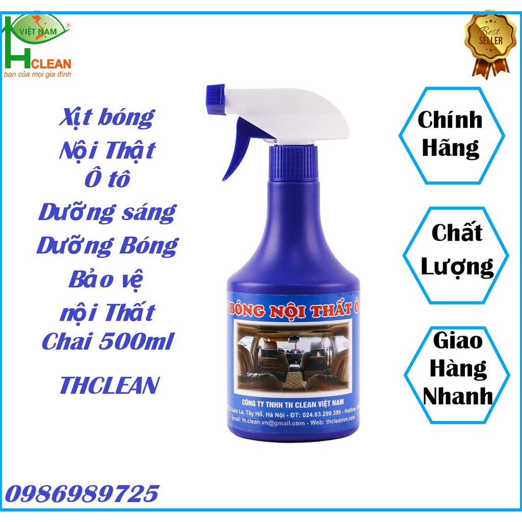 Dung dịch dưỡng bóng nội thất ô tô, vệ sinh nội thất ô tô, dưỡng nội thất chuyên dụng TH CLEAN bình xịt 500ml