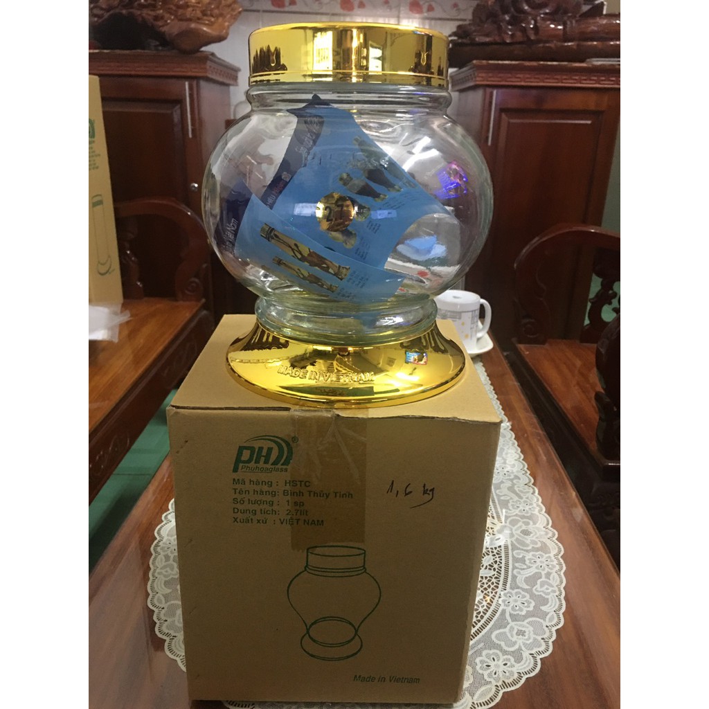 Bình Thủy Tinh Ngâm Rượu HS 2.7L - Thủy Tinh Bắc Hải