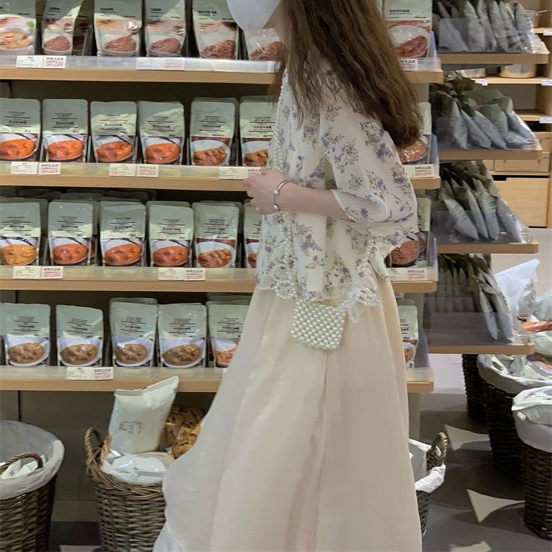 Áo Sơ Mi Tay Lỡ Họa Tiết Hoa Phong Cách Trung Hoa Thời Trang Mùa Hè Xinh Xắn Cho Nữ
