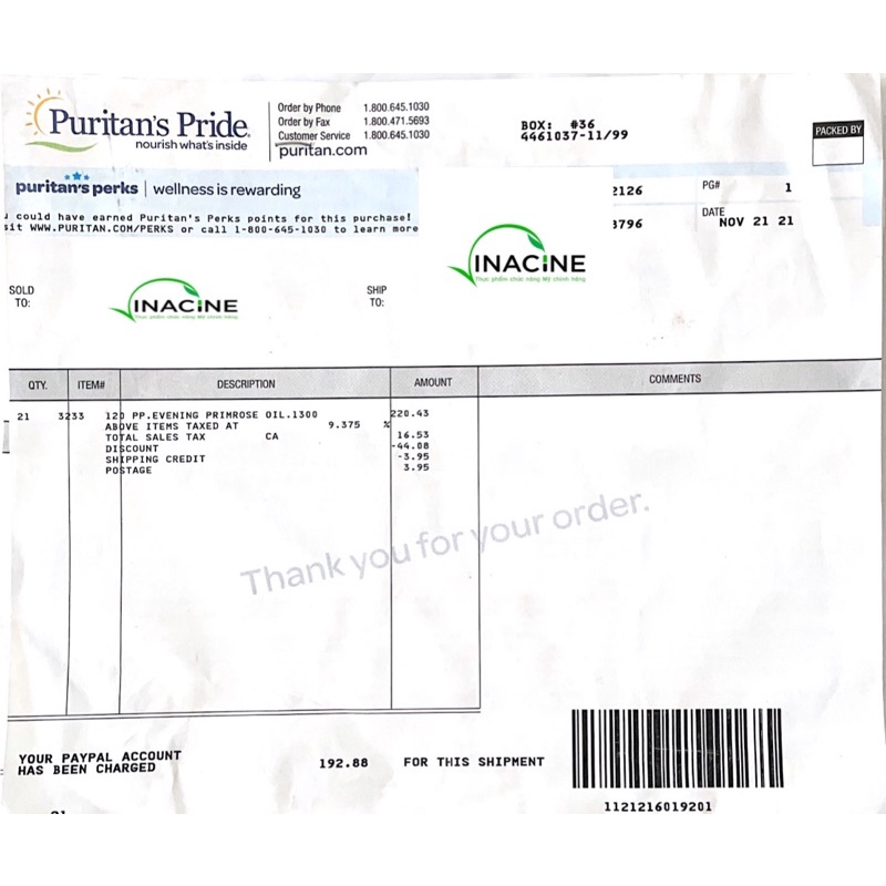 Viên uống tinh dầu hoa anh thảo Puritan's Pride Evening Primrose Oil 1000 mg with GLA  Hộp 120 viên