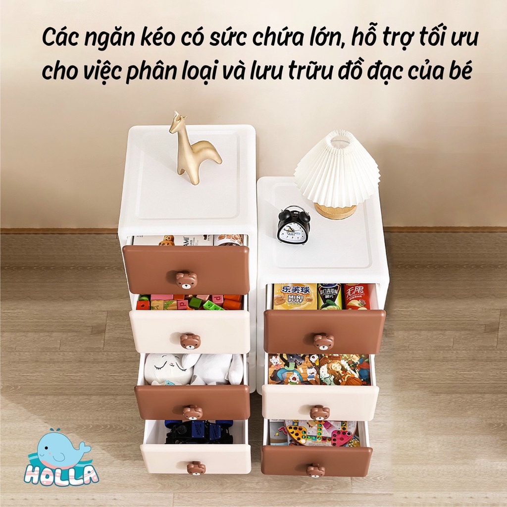 Tủ Đựng Quần Áo Tủ Đồ Dùng Cho Bé 3 Tầng Họa Tiết Thỏ Gấu