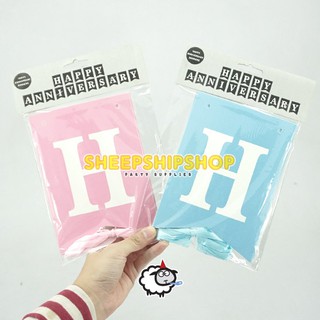 Banner Chữ Happy Anniversary Màu Hồng Xanh Dương Dùng Trang Trí Tiệc Cưới / Sinh Nhật